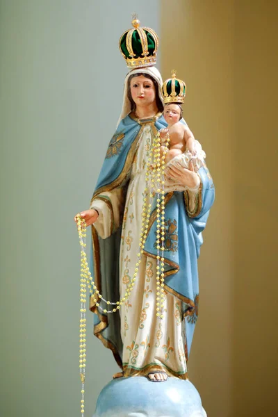 Staty Bilden Our Lady Rosary Den Heliga Rosenkransen Eller Den — Stockfoto