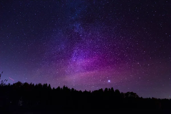 Hermosa Vía Lechosa Sobre Bosque Fondo Pantalla —  Fotos de Stock