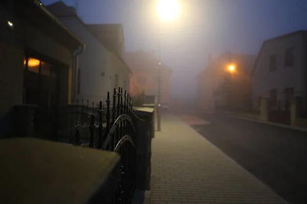 Calle Ciudad Mañana Niebla Detalle Cerca —  Fotos de Stock