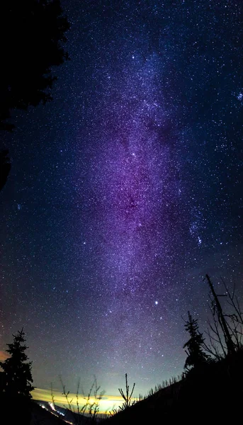 Paysage Avec Galaxie Voie Lactée Montagne — Photo