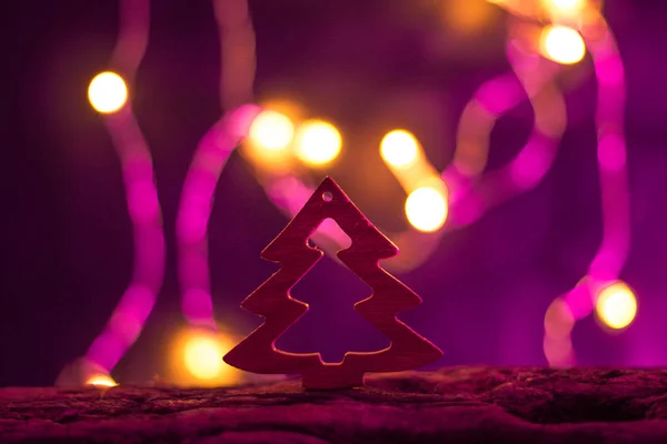 Christmas Background Handmade Christmas Tree Blurry Background Christmas Lights — Stock Photo, Image