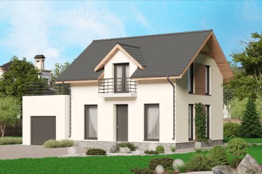 gün ışığında modern ev 3D render