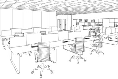 3D çizim. Office çizim