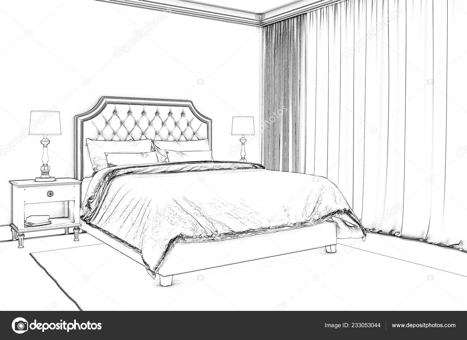 Illustration Sketch Bedroom Stock Photo C Gamespiritlife