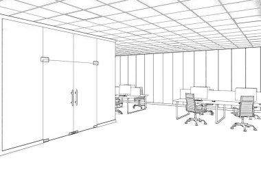 3D çizim. Office çizim