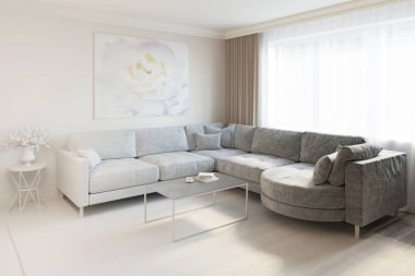 oturma odası turnike içine gerçek bir 3D illüstrasyon iç 