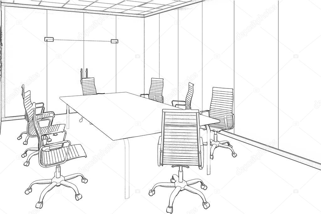 3d illustration. Drawing office