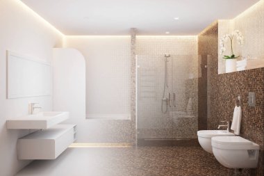 gerçek bir iç odası duş 3D render olur