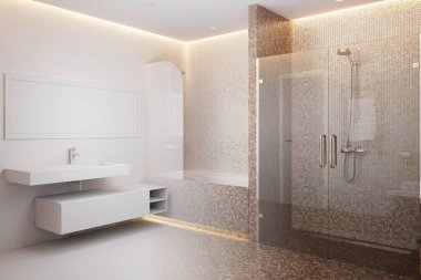gerçek bir iç odası duş 3D render olur