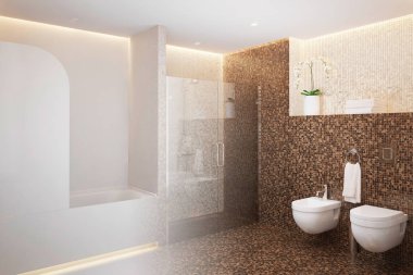 gerçek bir iç odası duş 3D render olur