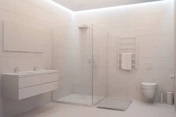 Beyaz modern duş 3D çizimi 