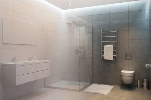 Duş Oda turnike içine gerçek bir 3D işlenmiş iç