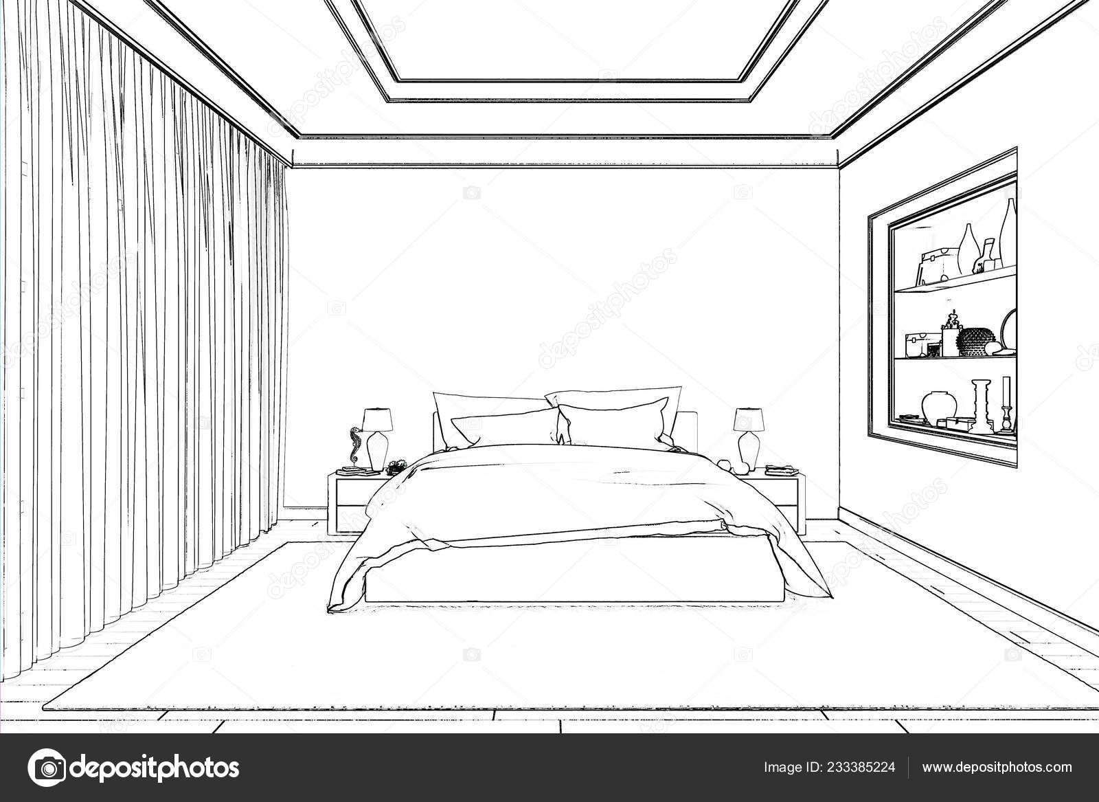 Illustration Sketch Bedroom Stock Photo C Gamespiritlife