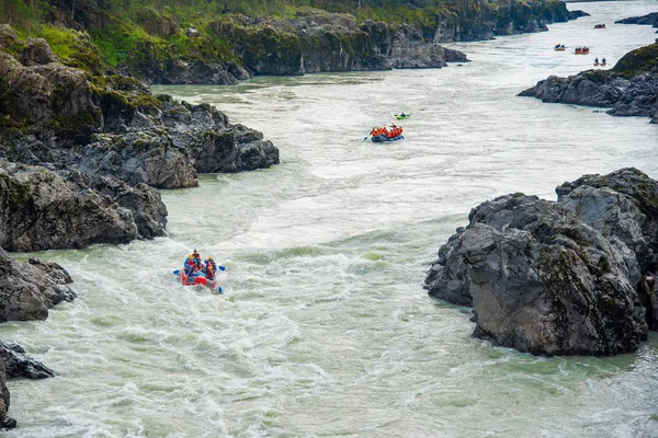 Varias Balsas Kayaks Rafting Montaña Río Katun Montañas Altai Rusia — Foto de Stock