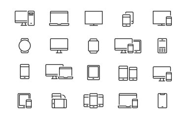 Aygıt ağ simgeleri kümesi Düzenlenebilir vektör vuruşu