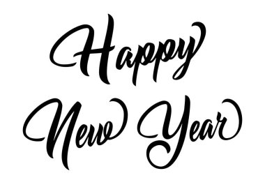 Mutlu yeni yıl yazı, beyaz arka plan üzerinde izole. Vektör çizim. Tatil şenlikli tasarımı için kullanılabilir.