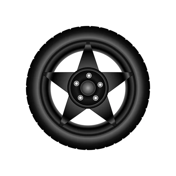 ホイール タイヤが黒いディスク 白の背景にベクトル画像 広告での使用に最適 — ストックベクタ
