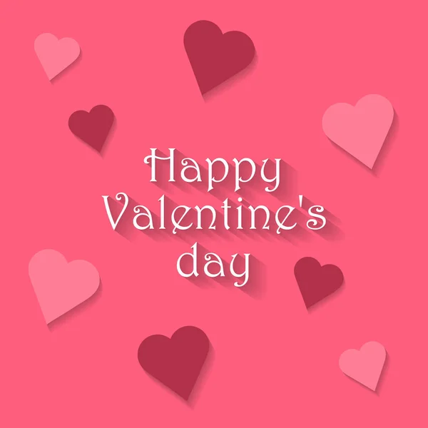 Happy Valentine Day Hand Lettering Pink Background Vector Graphics Romantic — Stock Vector