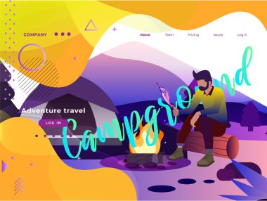 İş web şablonu ajansı olarak kullanılarak seyahatin vektör illüstrasyonu