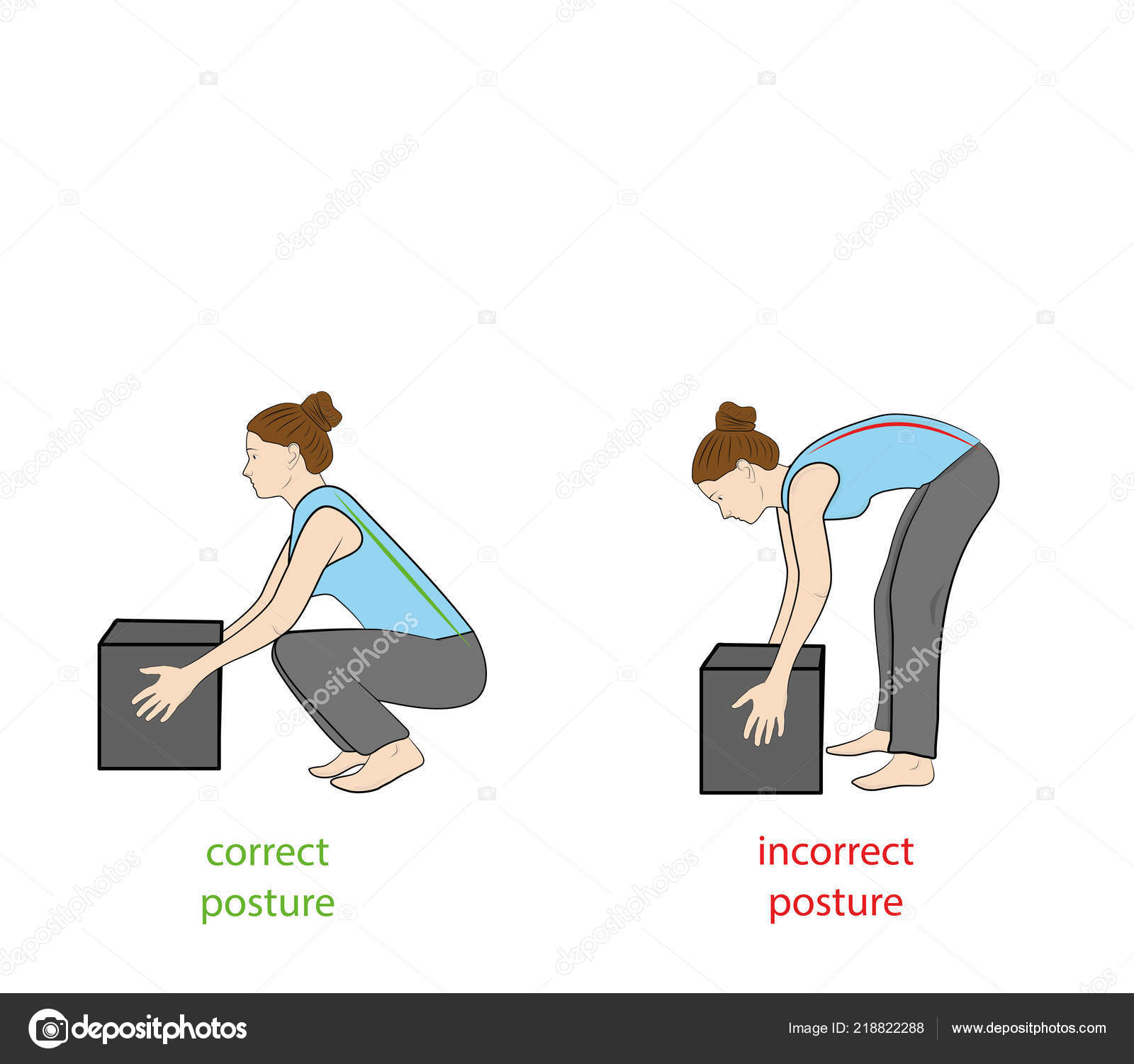 Correct Posture Lift Heavy Object Safely Illustration Health Care Vector  Stock Vector by ©kitvitaly@gmail.com #218822288
