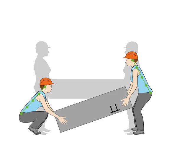 Güvenli bir şekilde ağır bir nesne kaldırmak için doğru duruş. Sağlık Illustration. vektör çizim