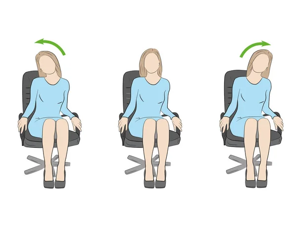 Ejercicios Para Cabeza Cuello Oficina Lugar Trabajo Vector — Archivo Imágenes Vectoriales