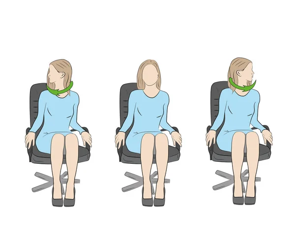 Ejercicios Para Cabeza Cuello Oficina Lugar Trabajo Vector — Archivo Imágenes Vectoriales