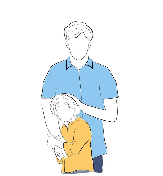 Padre Con Hijo Día Del Padre Una Familia Feliz Ilustración — Archivo Imágenes Vectoriales