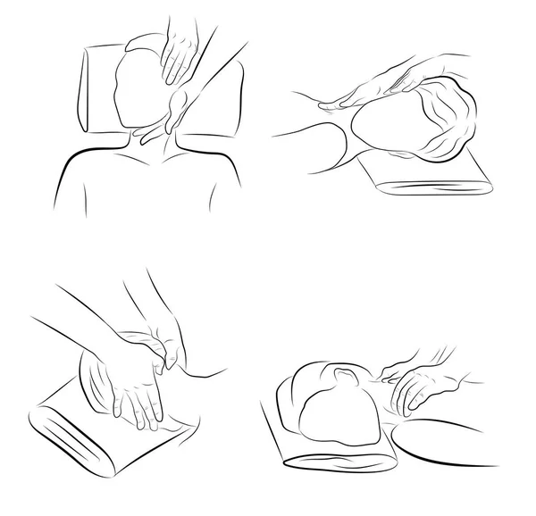 Положення Рук Масажі Шиї Рухи Рук Масажу Шиї Векторна Ілюстрація — стоковий вектор