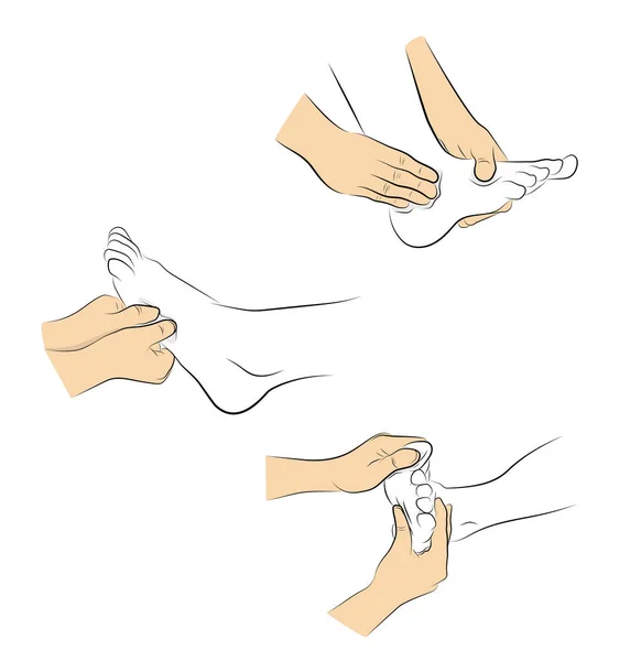 Massage Des Pieds Mouvements Des Mains Pour Massage Des Pieds — Image vectorielle