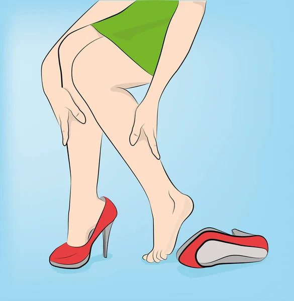 Mujer Con Tacones Altos Fatiga Las Piernas Ilustración Vectorial — Archivo Imágenes Vectoriales