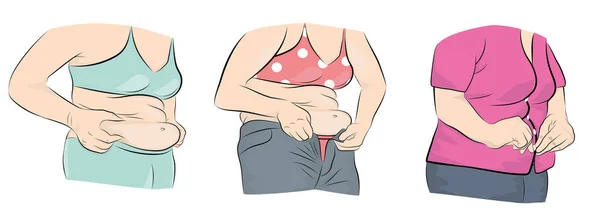 Overgewicht Het Probleem Van Obesitas Het Verliezen Van Gewicht Vectorillustratie — Stockvector
