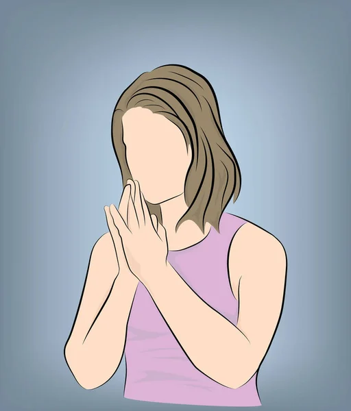 Girl Folded Her Hands Prayer Vector Illustration — Stock Vector