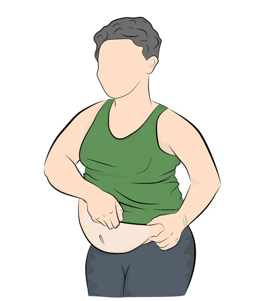 Abdomen Adult Asian Background Belly Big Body Cartoon Caucasian Character — стоковый вектор