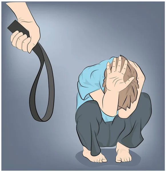 Child Abuse Domestic Violence Vector Illustration — Stock Vector