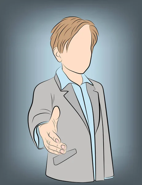 Homem Fato Estende Mão Faça Acordo Ilustração Vetorial — Vetor de Stock