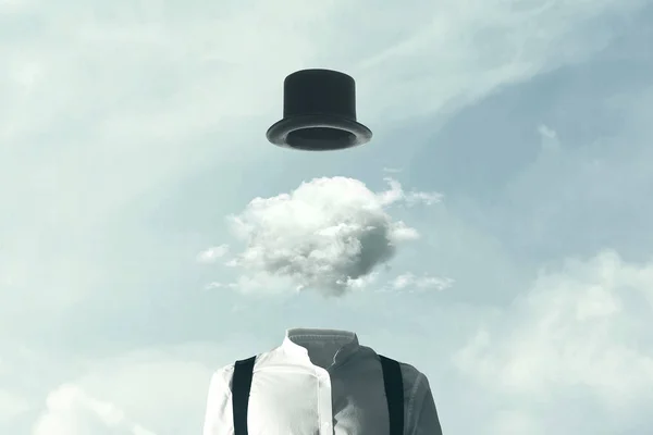 Surrealista Hombre Cabezas Las Nubes — Foto de Stock