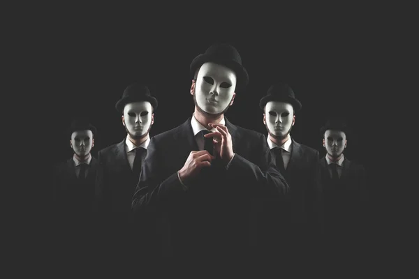 Group Business Men White Masks — Stock Photo, Image