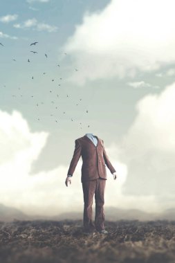 adam baş gerçeküstü kavramı olmadan dışarı uçan kuşlar