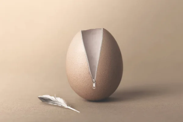 Концепція Нерозпакованого Сюрреалістичного Яйця — стокове фото