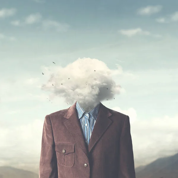 Стрессовая Голова Человека Облаке — стоковое фото