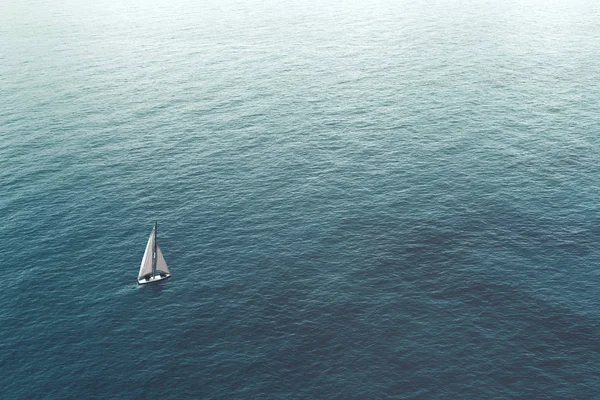 Segelbåt Utmana Havet Flygfoto — Stockfoto