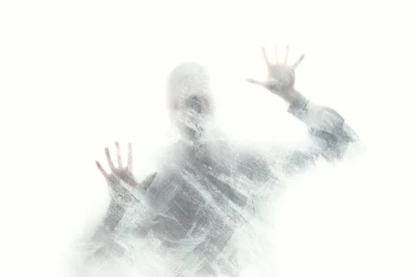 Streszczenie Rysunek Człowieka Szkłem — Zdjęcie stockowe