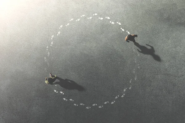 iki adam kendilerini daire gerçeküstü kavramı takip