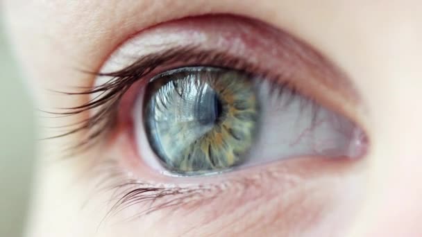 Junge Frau Weint Intensiver Blick Auge Auge Augenzwinkern Aus Nächster — Stockvideo