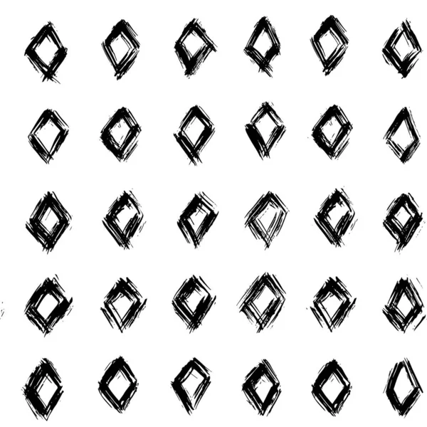 Rhombuses seamless pattern. Hand-drawn in black ink. — Stock Vector