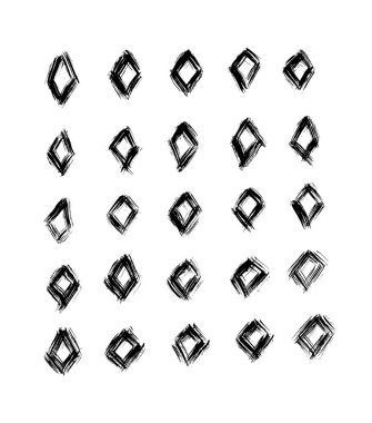 Rhombuses deseni. Siyah mürekkeple çizilmiş..