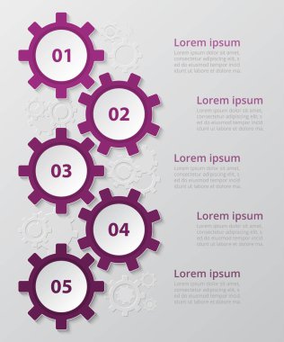 Adım adım Infographic tarafından. Şablon 5 numara ile kullanılabilir iş akışı düzeni, diyagram, grafik, numarası seçenekleri, web tasarım, iş sunumu, eğitimler için.
