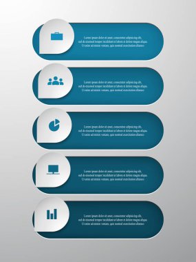 Infographics adım adım. Grafik, grafik, diyagram 5 adımlar, seçenekleri, parça, ile evrensel soyut öğe işler. Sunu ve eğitim için vektör iş şablonu.