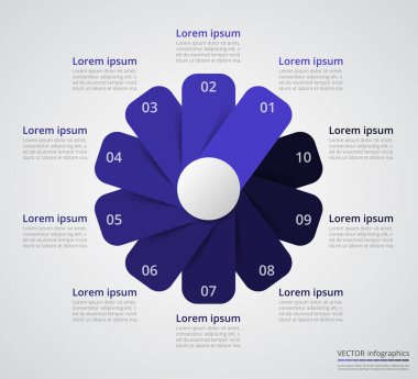 Adım adım Infographic tarafından. Şablon 10 numara ile kullanılabilir iş akışı düzeni, diyagram, grafik, numarası seçenekleri, web tasarım, iş sunumu, eğitimler için.